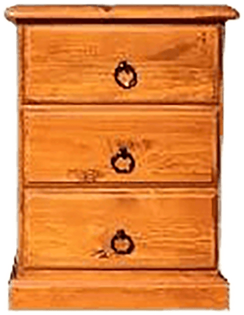 3 drawer 'Classic' pine bedside - light colour