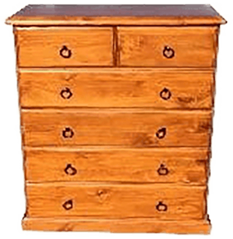 6 drawer 'Classic' pine tallboy - light colour