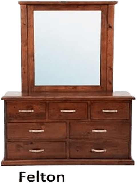 7 drawer 'Felton' dark pine dresser with mirror