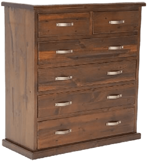6 drawer 'Felton' pine tallboy - dark colour